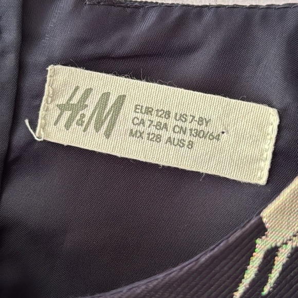 H&M Girls Size 7 Navy Blue Sleeveless Fit and Flare Unicorn Dress - Picture 5 of 5